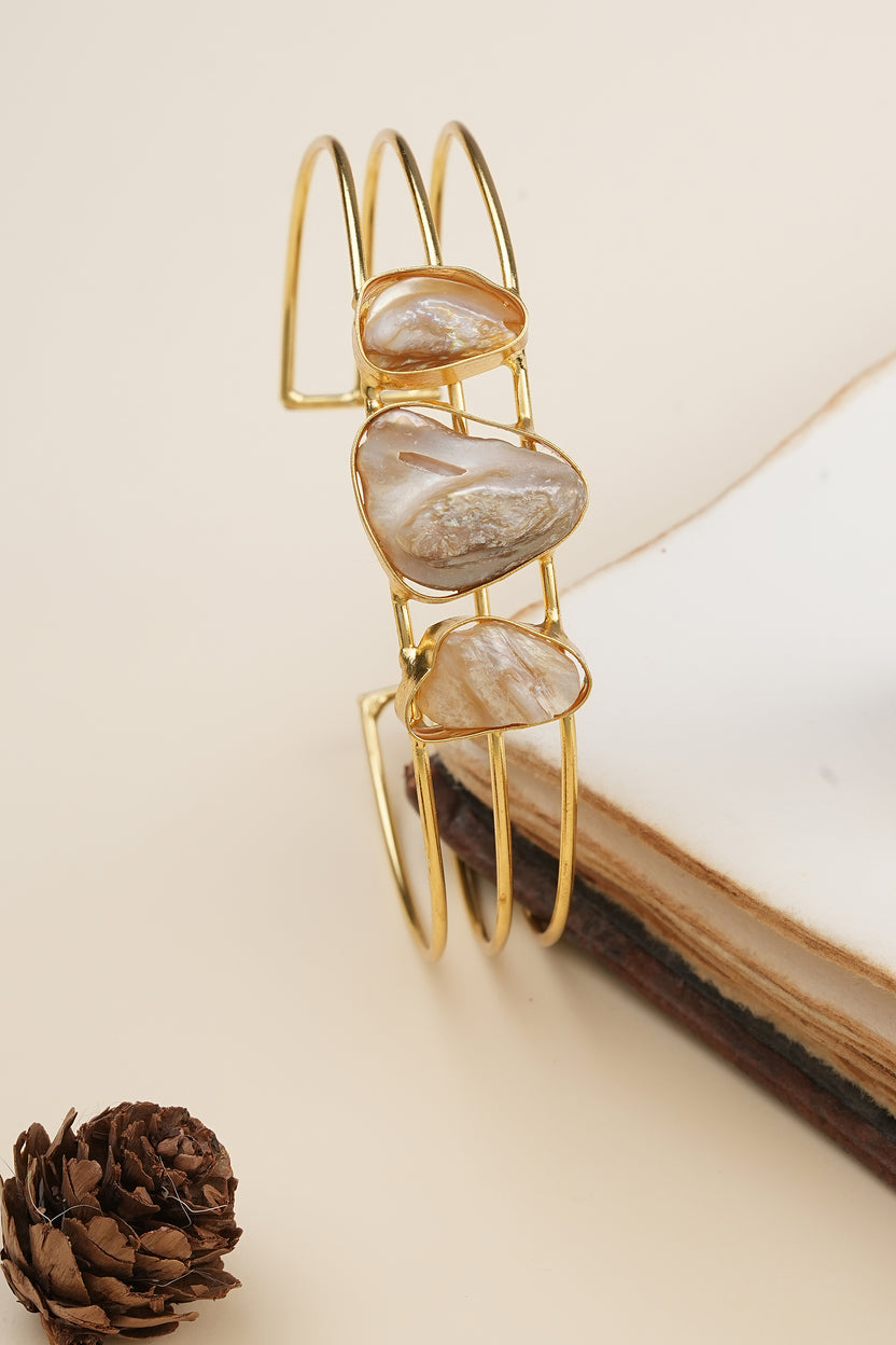 Gold-plated Mother of Pearl Cuff Bracele