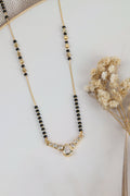 Dainty Gold Mangalsutra – Pear CZ Solitaire Pendant Daily Wear Necklace for Women