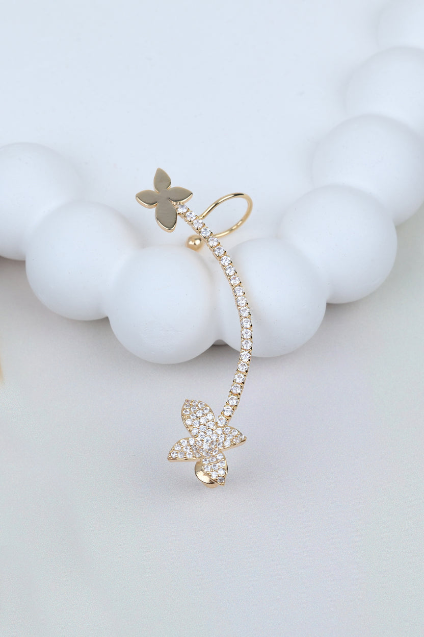 Butterfly Crystal Gold Ear Cuff