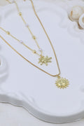 Double Layered Sun Charm Necklace