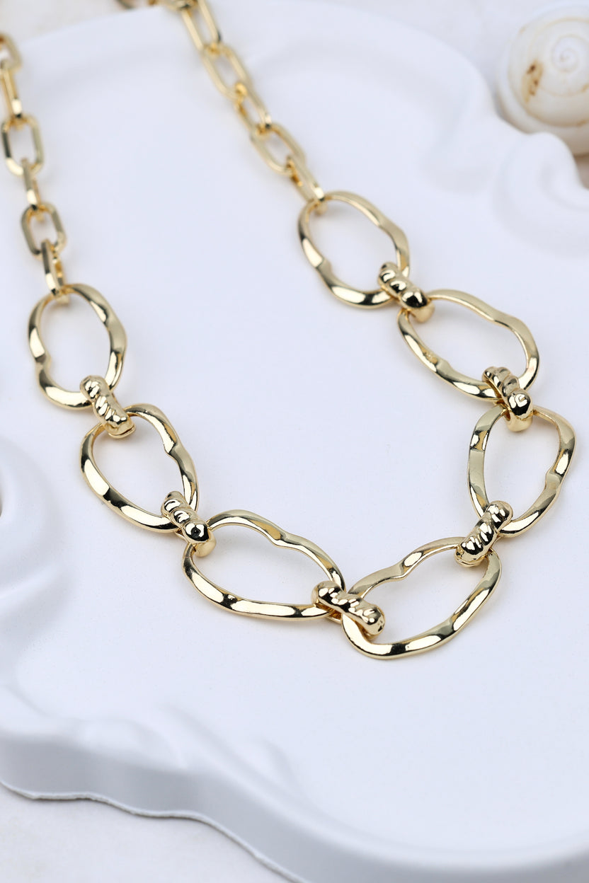Gold-plated Link Chains Statement Necklace