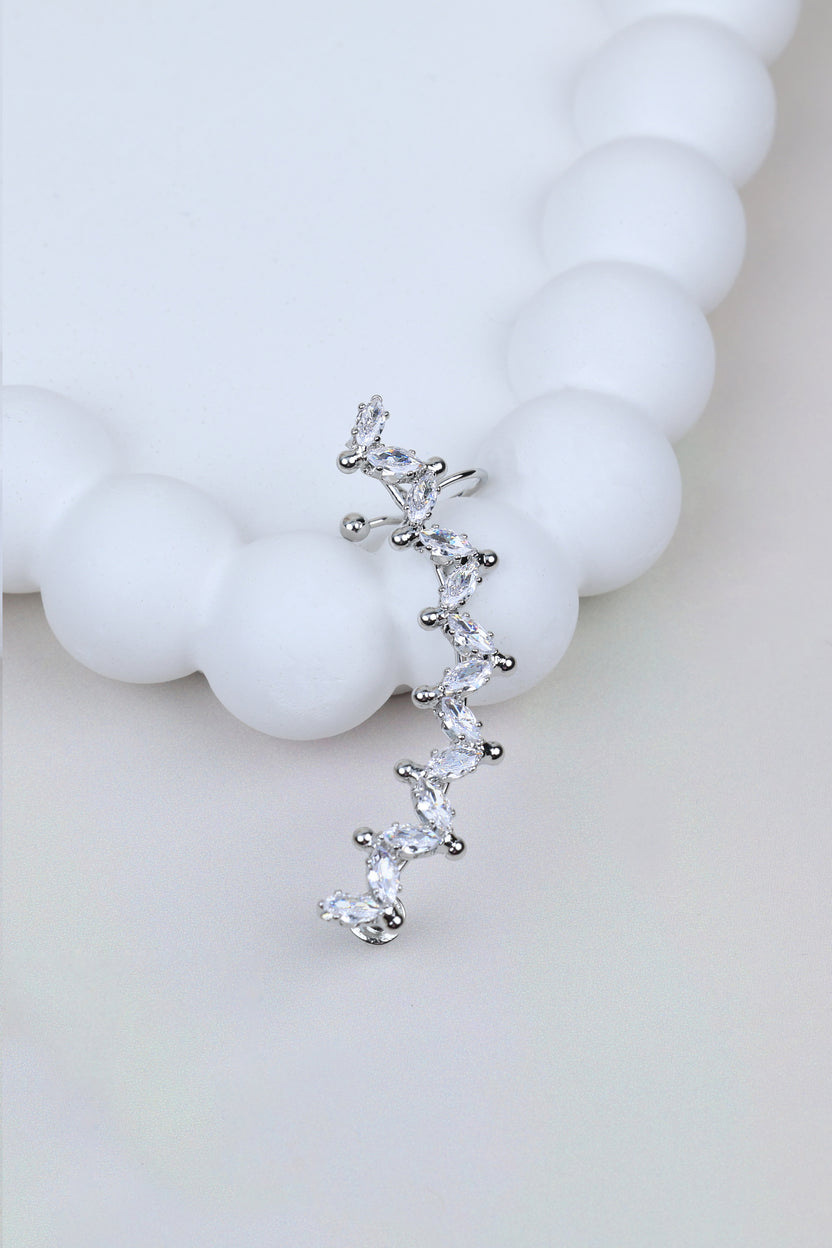 Rhinestone-encrusted Silver Ear Cuff