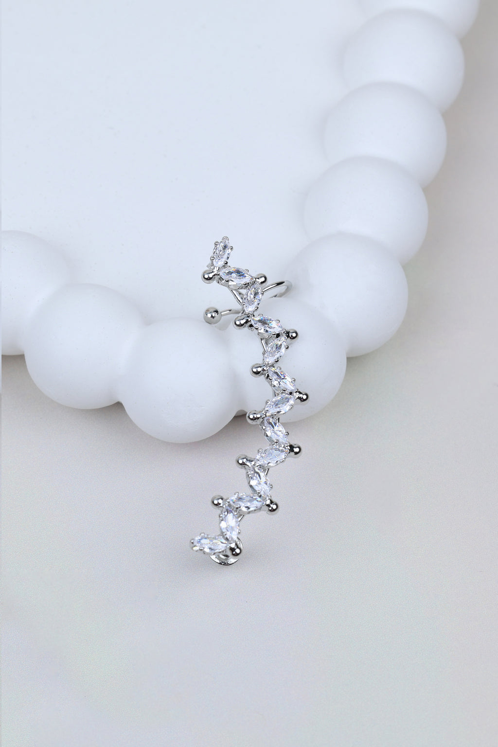 Rhinestone-encrusted Silver Ear Cuff