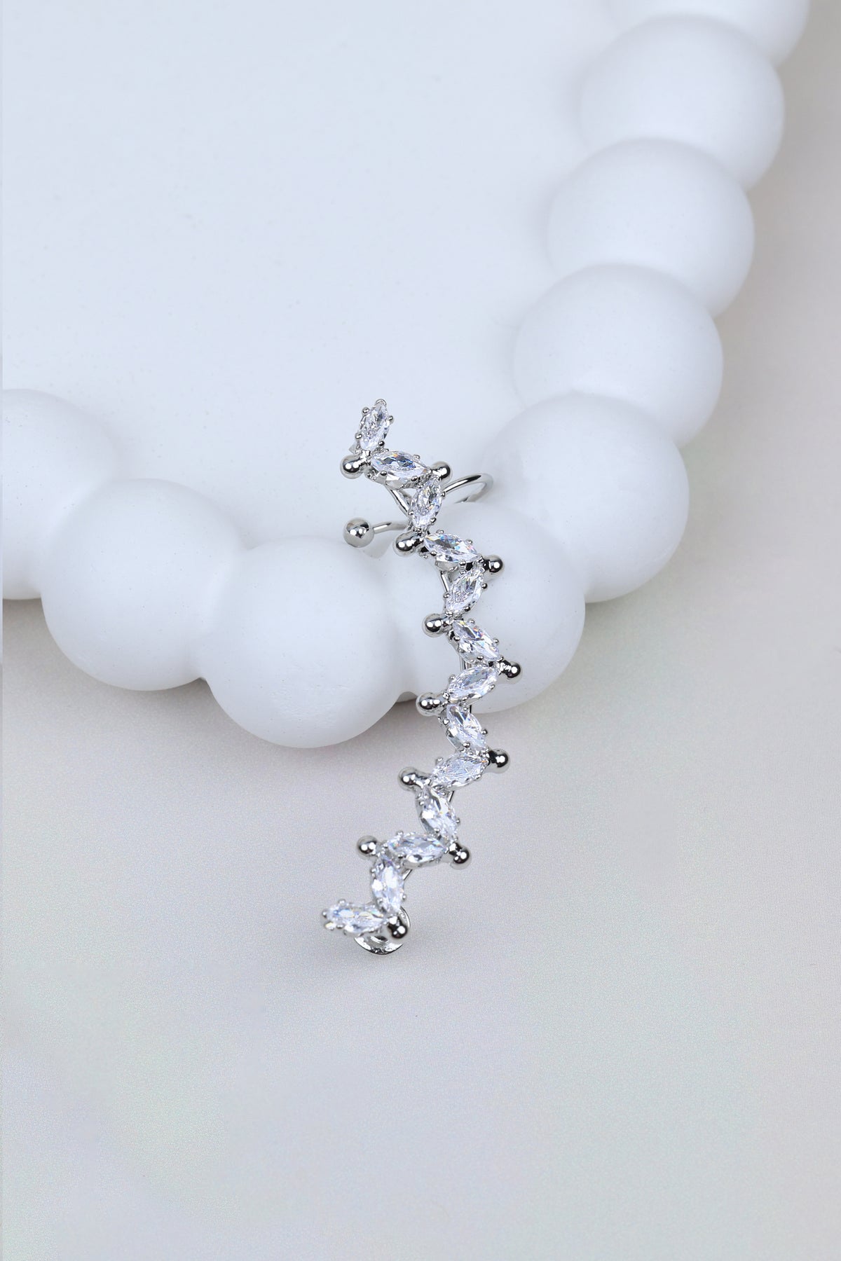 Rhinestone-encrusted Silver Ear Cuff