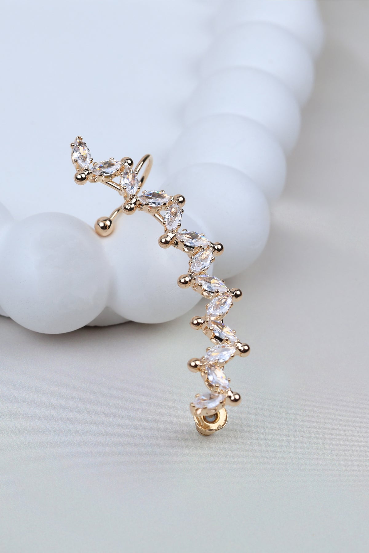Rhinestone-encrusted Golden Ear Cuff