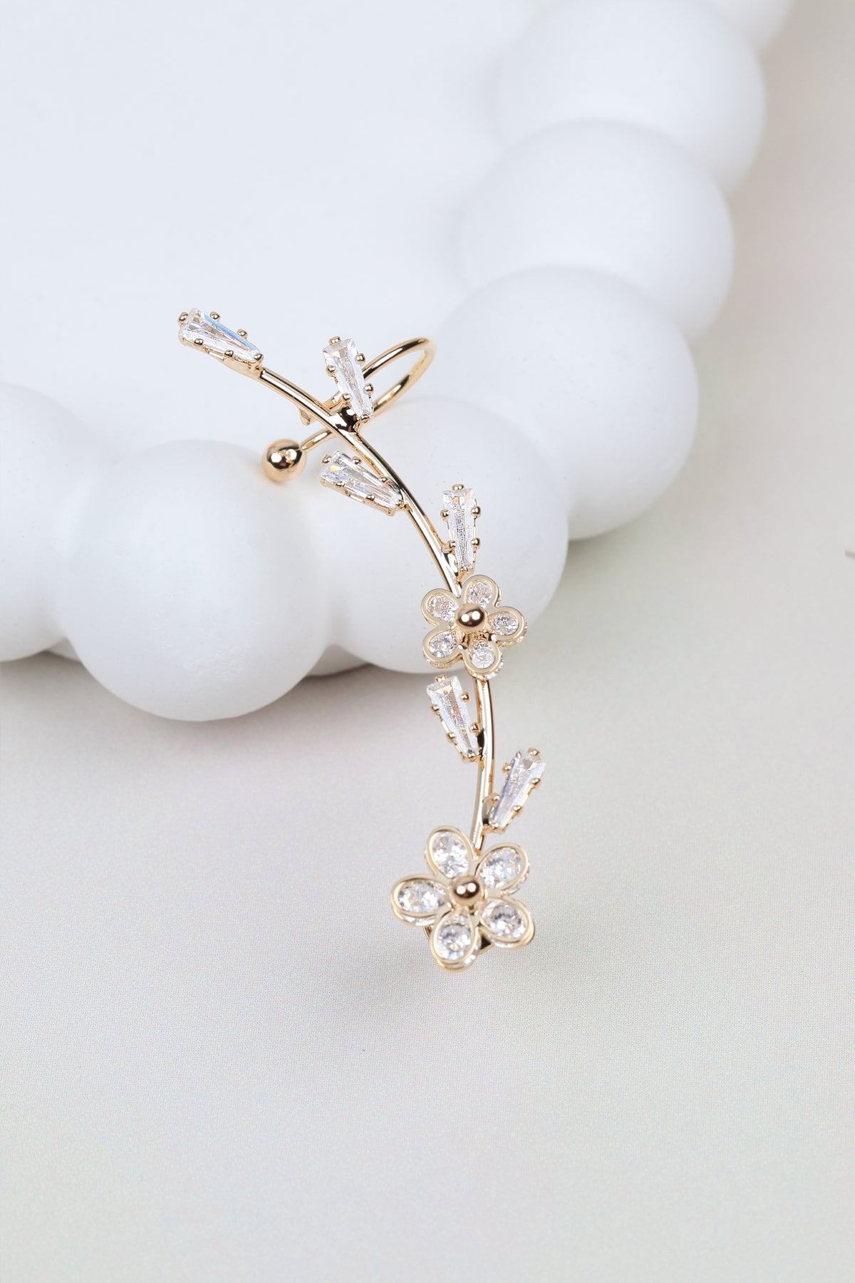 Golden Meadow Crystal Ear Cuff Duo-blossom Vine