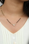 Dainty Gold Mangalsutra – Pear CZ Solitaire Pendant Daily Wear Necklace for Women