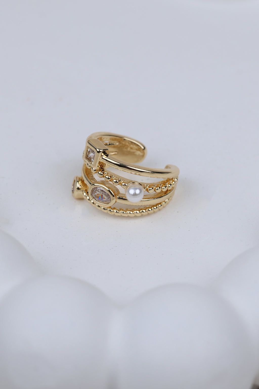 The Artisan Triple-band Crystal Ear Cuff