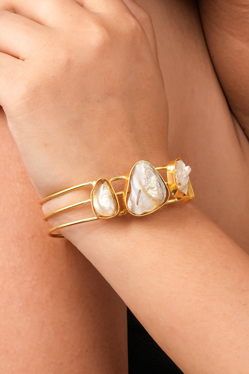 Gold-plated Mother of Pearl Cuff Bracele