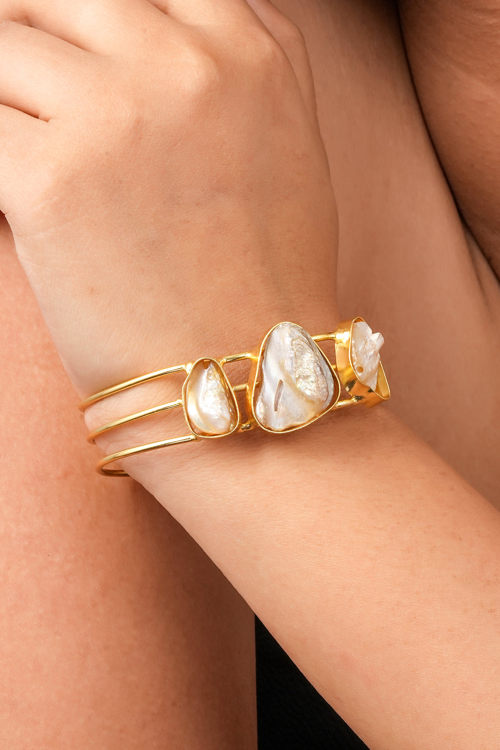 Gold-plated Mother of Pearl Cuff Bracele