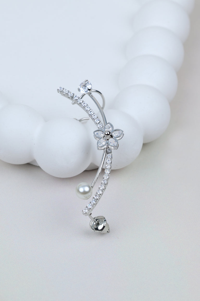 Floral Ear Silver Cuff