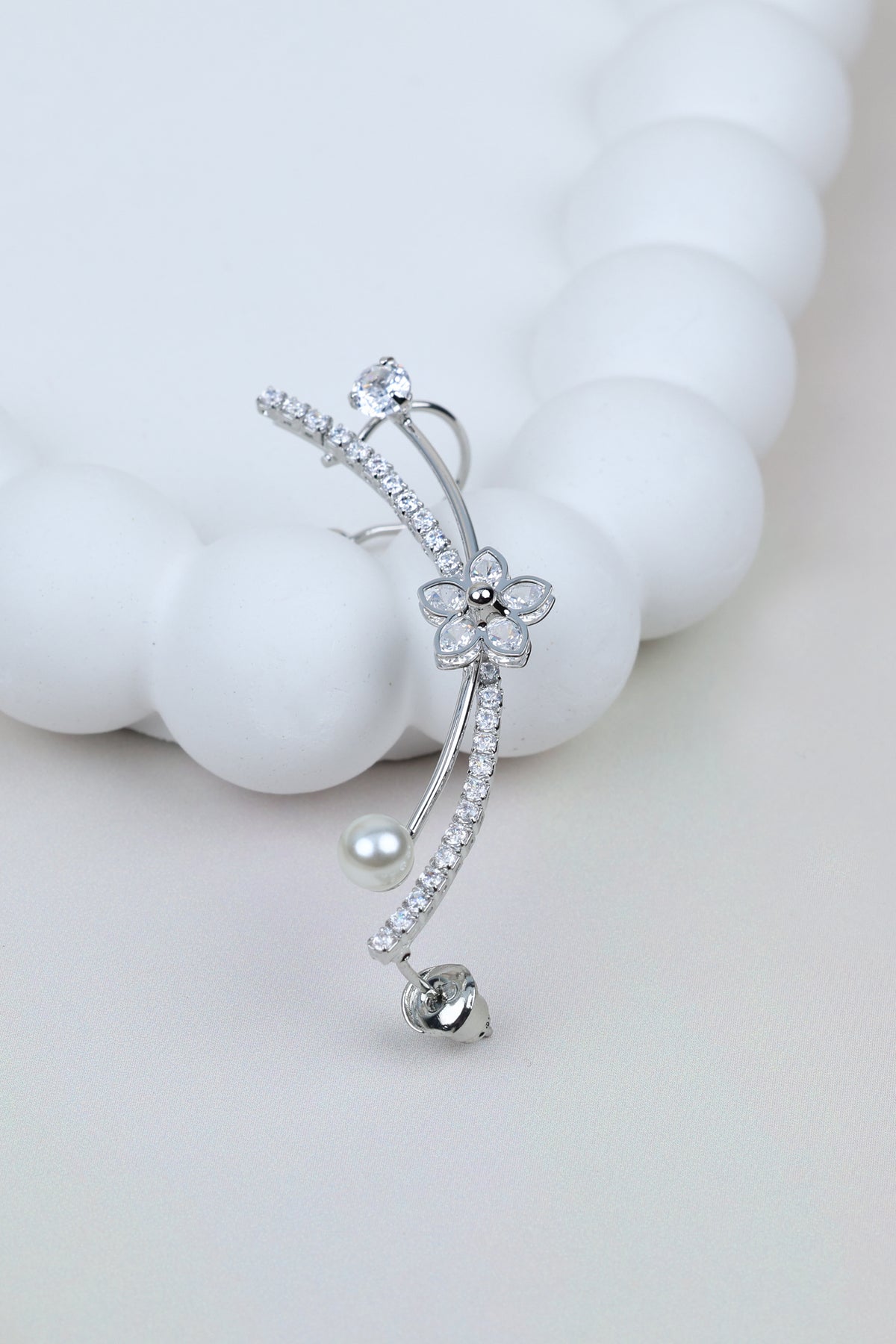 Floral Ear Silver Cuff