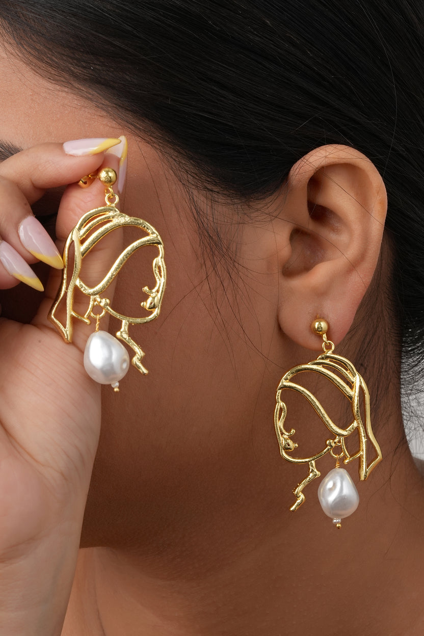 Girl with a Pearl Earring Silhouette Drop Earrings