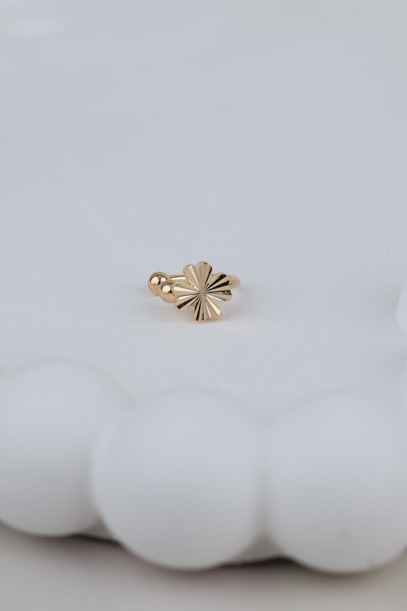 Dainty Floral Ear Cuff Stud Set in Gold
