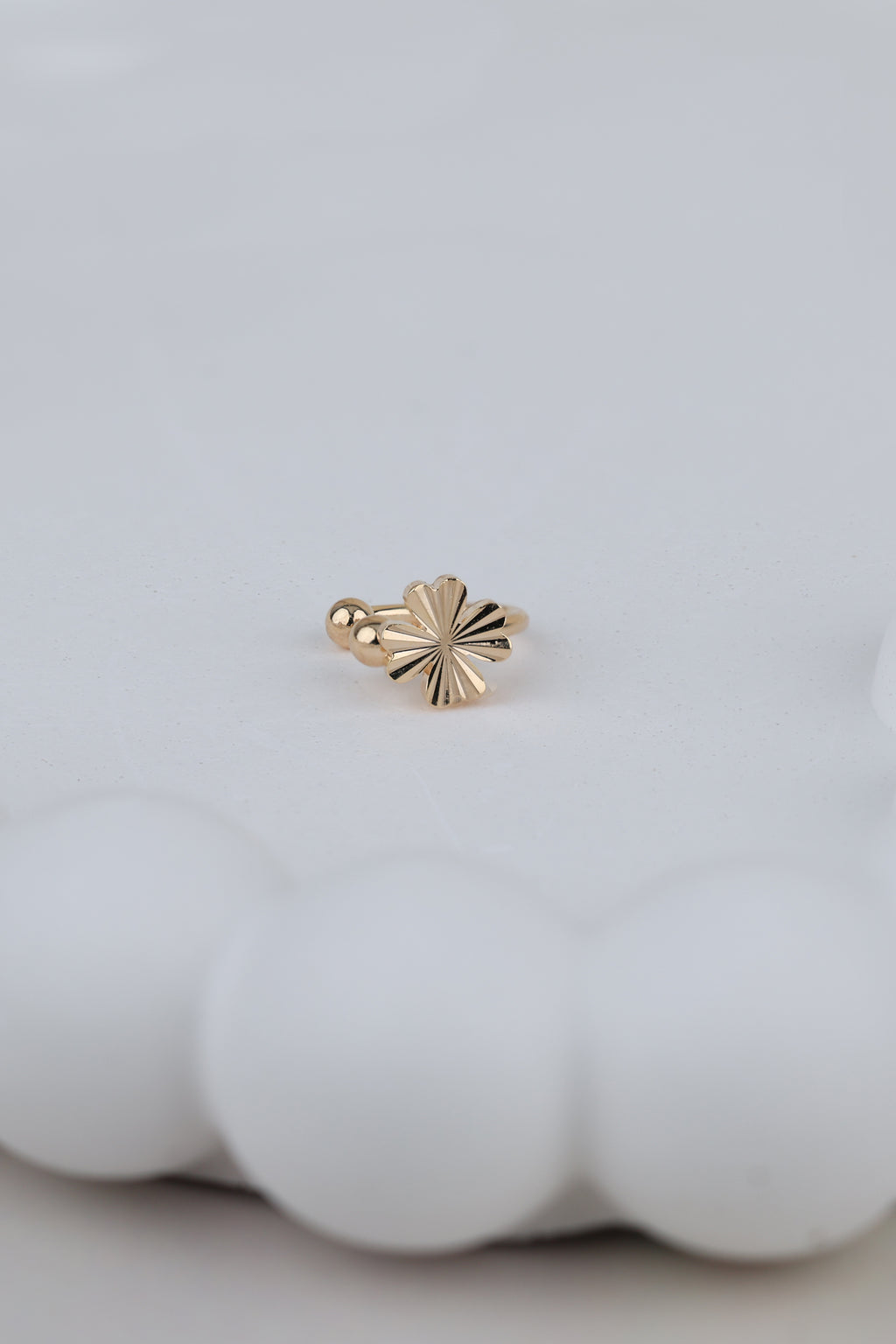 Dainty Floral Ear Cuff Stud Set in Gold