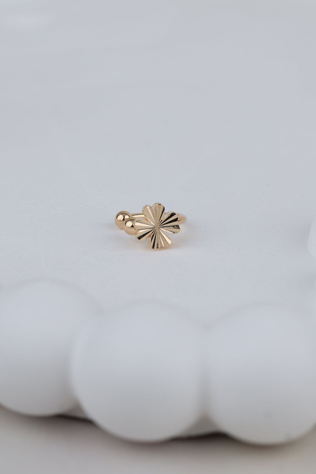 Dainty Floral Ear Cuff Stud Set in Gold