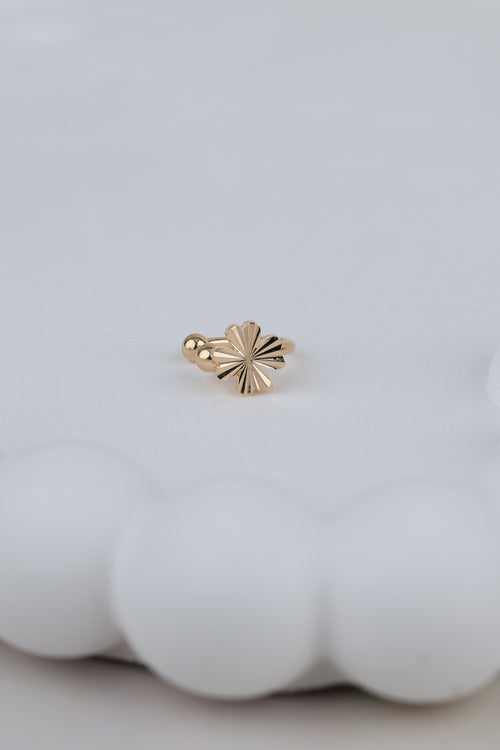 Dainty Floral Ear Cuff Stud Set in Gold