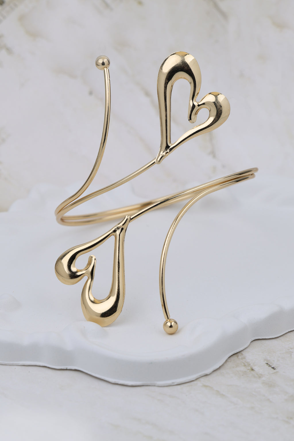Gold Double Heart Orbital Arm Cuff