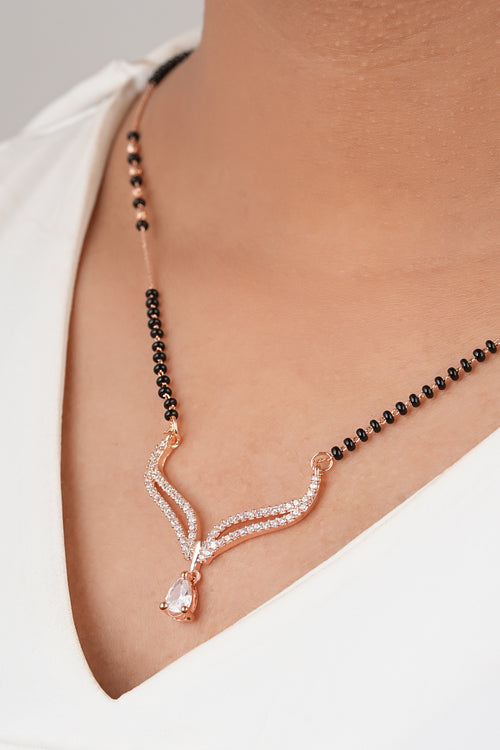 Ethereal Rose-Toned Mangalsutra - detail view