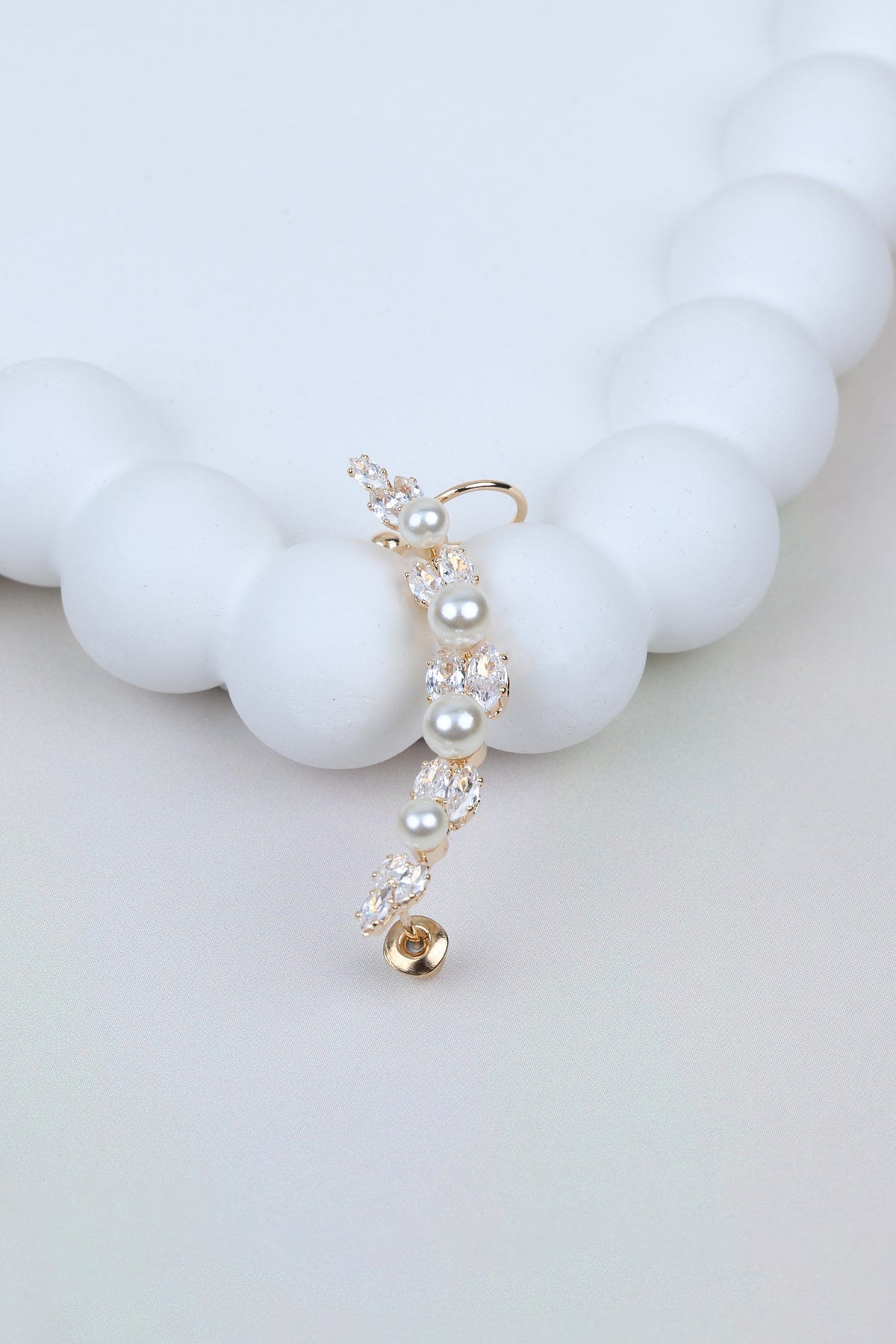 Pearl & Crystal Accented Gold-tone Ear Cuff