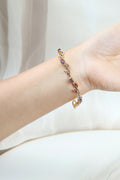 Tulip Vine Bracelet - Amethyst Purple CZ Stones,  Gold Plated Purple CZ Tulip Bracelet in Gold Plating