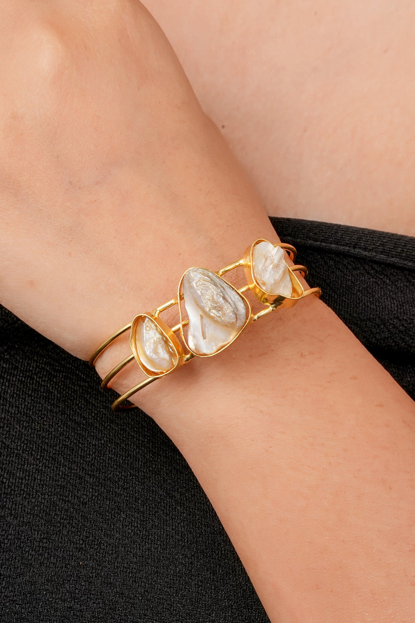 Gold-plated Mother of Pearl Cuff Bracele
