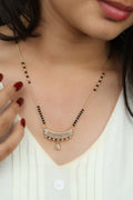 Dainty Gold Mangalsutra – Baguette CZ Bar Pendant with Drop Daily Wear Necklace for Women