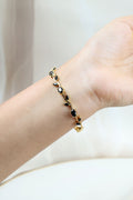 Tulip Vine Bracelet - Onyx Black CZ Stones,  Gold Plated Black CZ Tulip Bracelet in Gold Plating