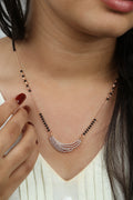 Dainty Rose Gold Mangalsutra – Crescent CZ Pendant Daily Wear Necklace