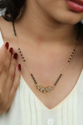 Dainty Gold Mangalsutra – Teardrop Petal CZ Pendant Daily Wear Necklace for Women