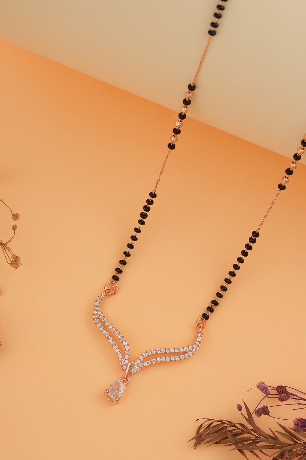 Ethereal Rose-Toned Mangalsutra - side view