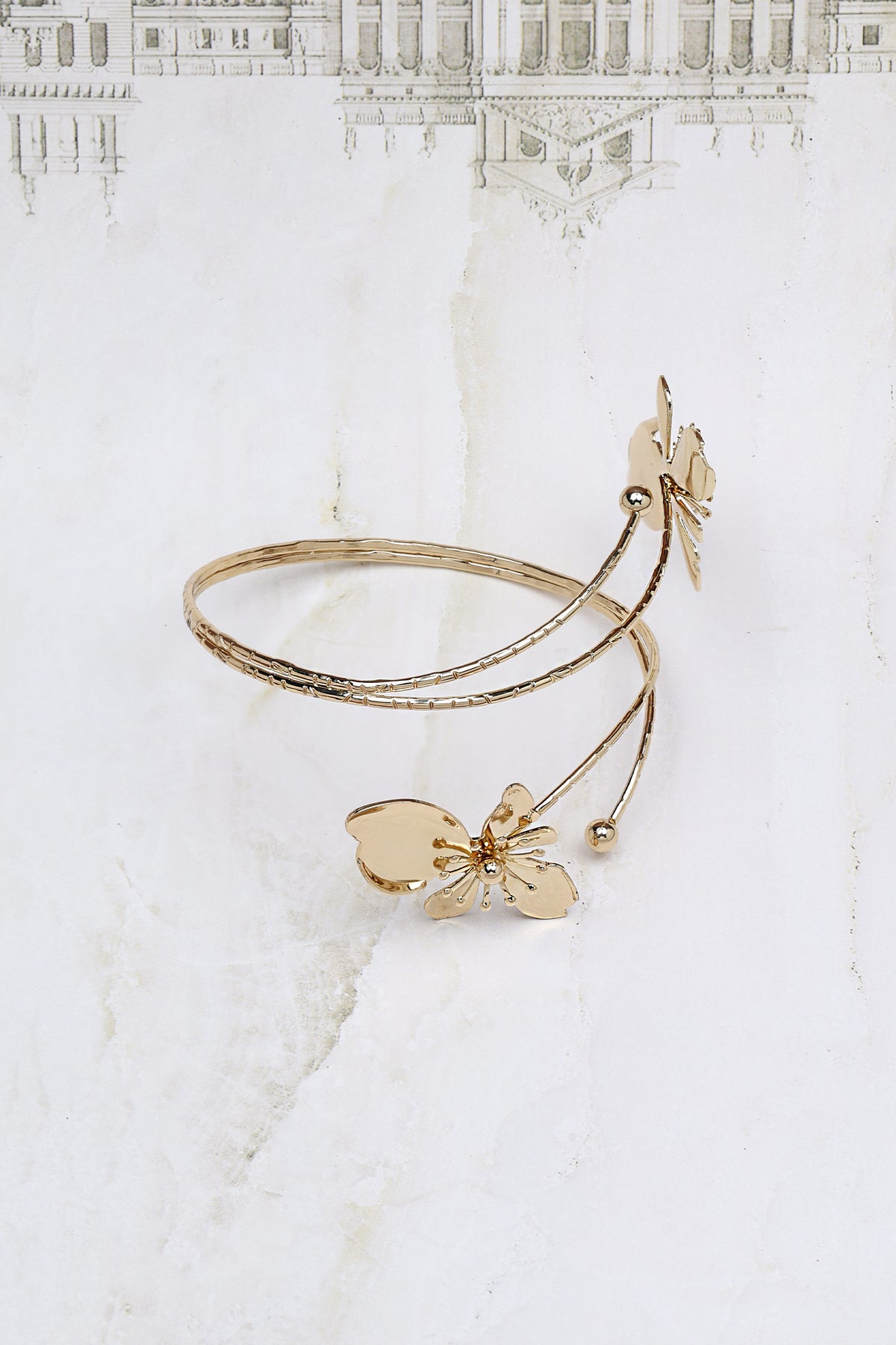Gold Floral Orbit Arm Cuff