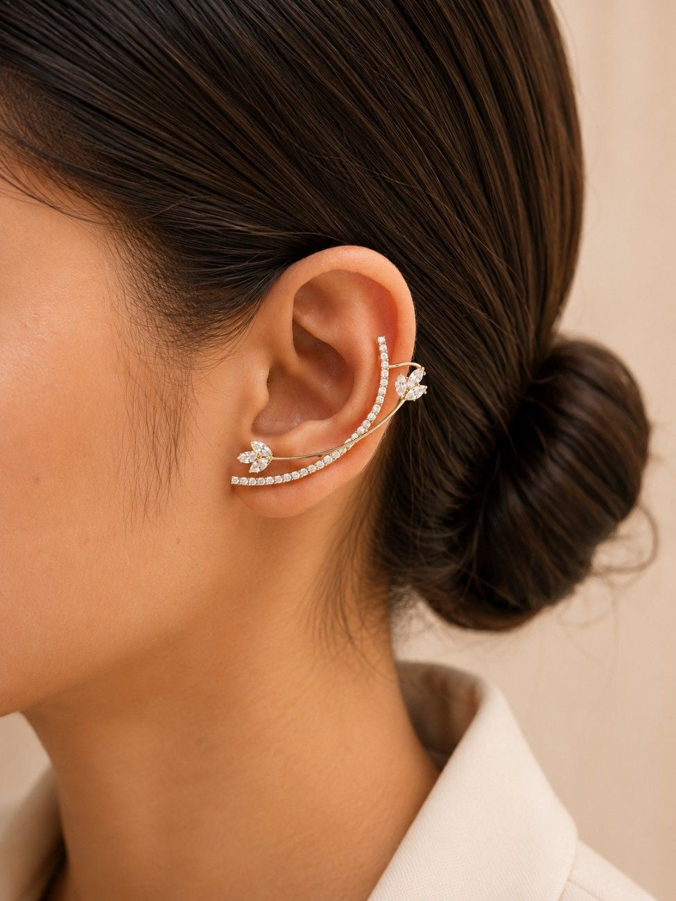 Crystal Golden Ear Cuff