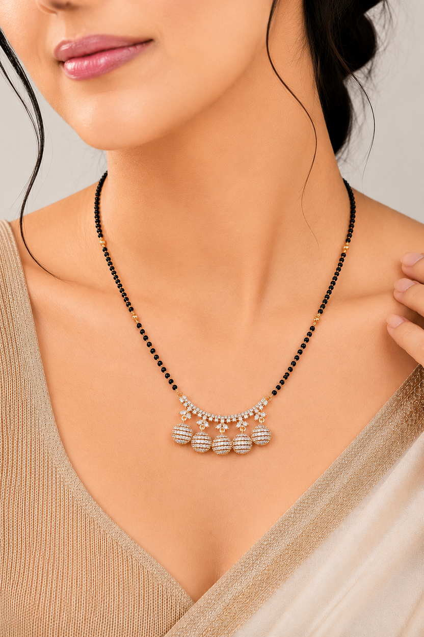 Royal Disc Charm Rose Gold AD Mangalsutra