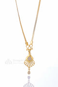 Pendant chain for women - delicate AD stone daily wear gold necklace with white diamond cluster by Temple Dollar