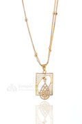Pendant chain for women - paisley AD stone daily wear gold necklace with white diamonds by Temple Dollar