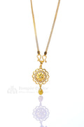 Pendant chain for women - round AD stone daily wear gold necklace with white diamonds by Temple Dollar