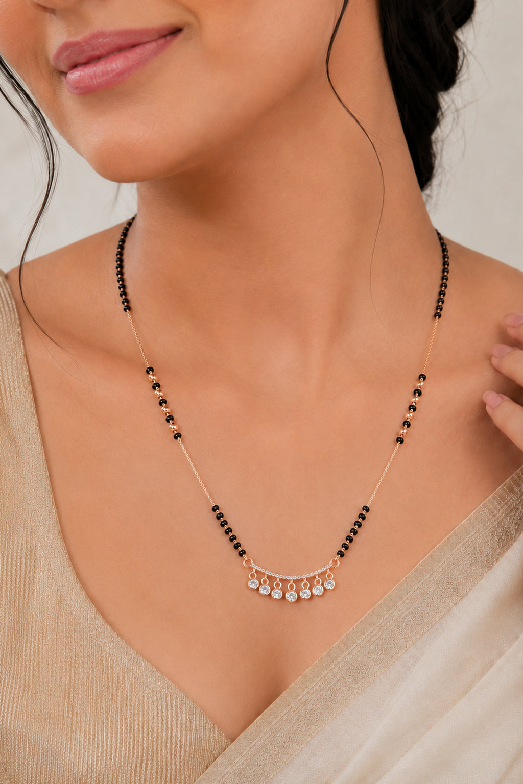 Rose Gold Grace American Diamond Mangalsutra Necklace For Women