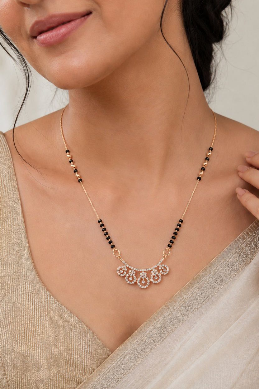 Rose Gold Royal AD Mangalsutra Necklace For Women