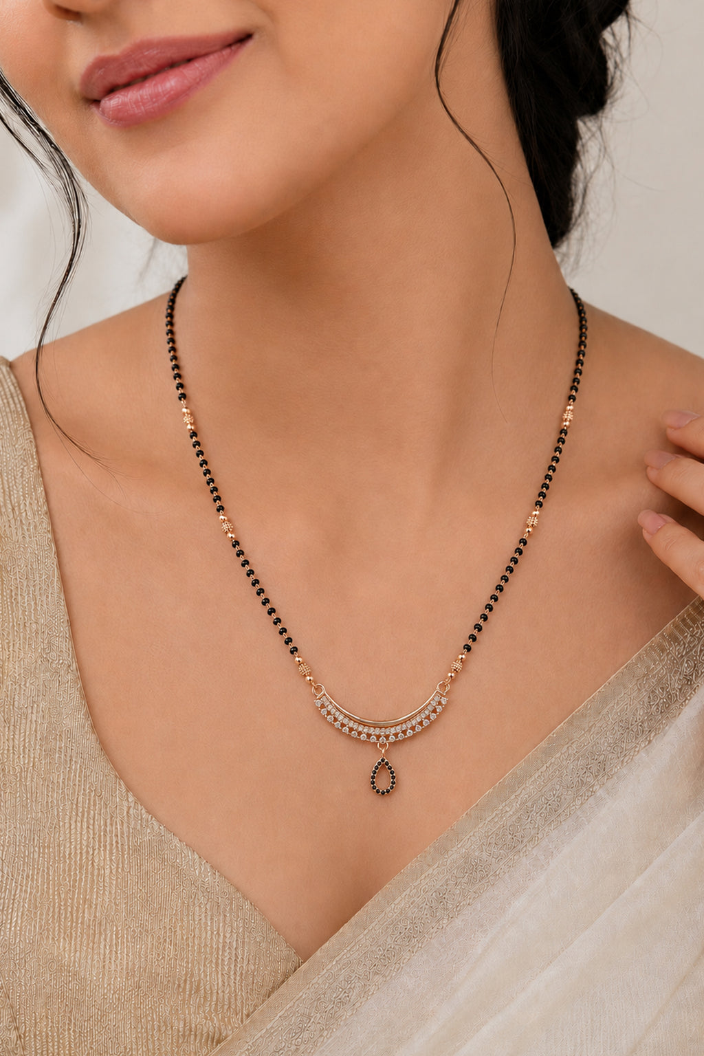 Rose Gold Elite AD Mangalsutra Necklace For Women