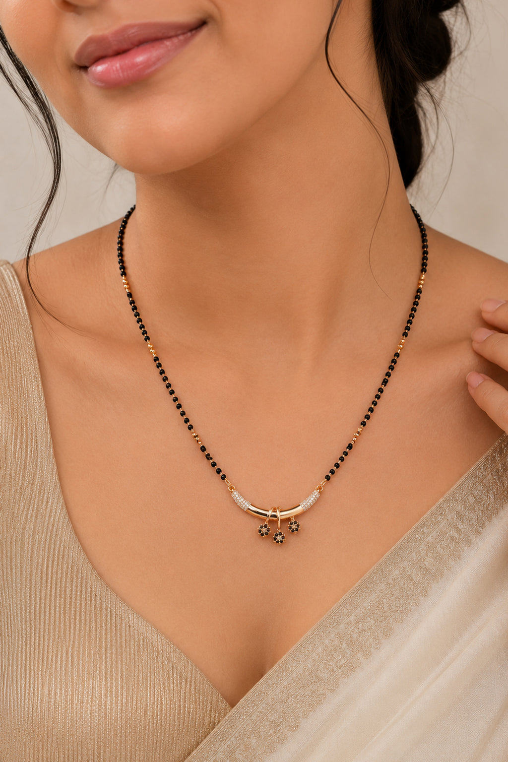 Rose Gold Radiant AD Mangalsutra Necklace For Women
