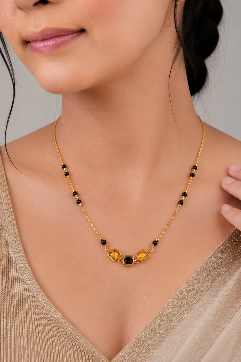 Gold Luxe American Diamond Mangalsutra Necklace For Women