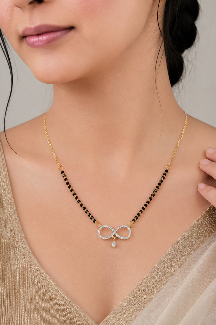 Gold Infinity Diamond Mangalsutra Necklace For Women