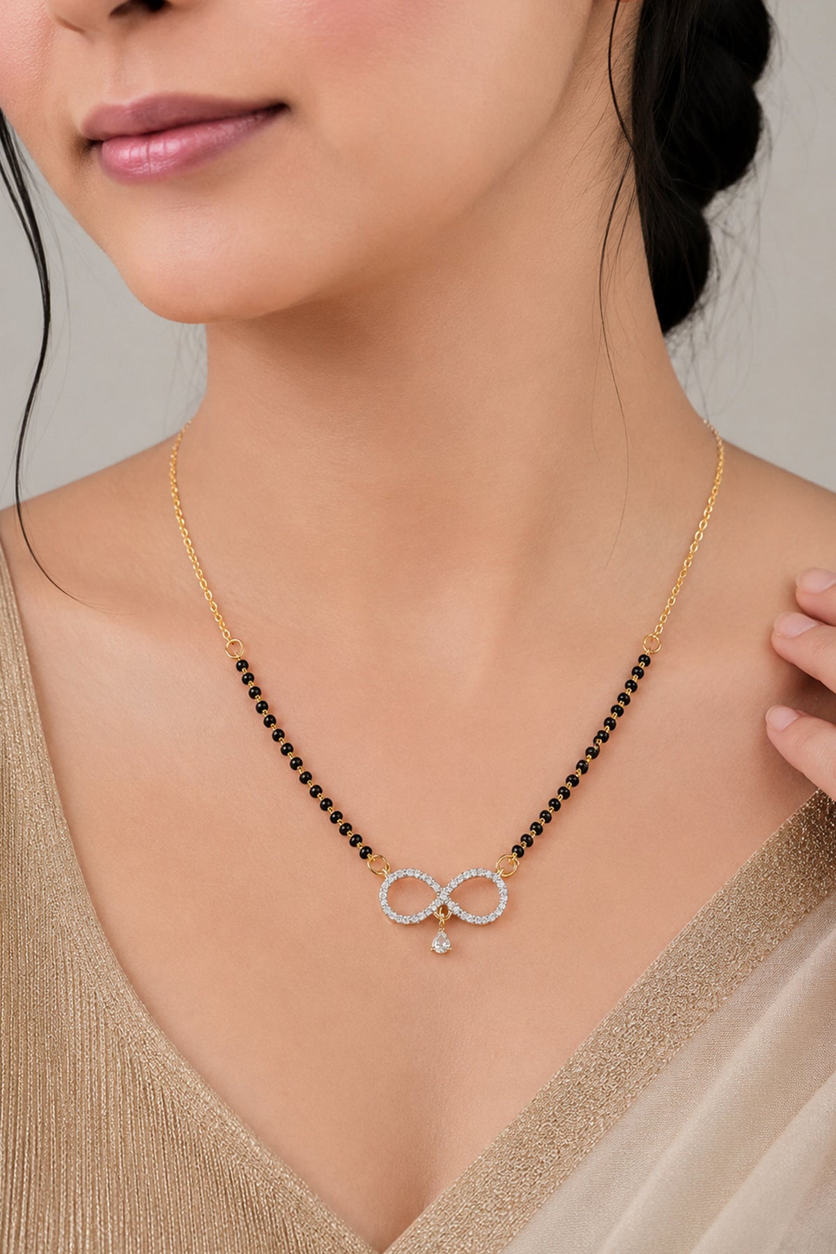 Infinity Sparkle Gold AD Mangalsutra