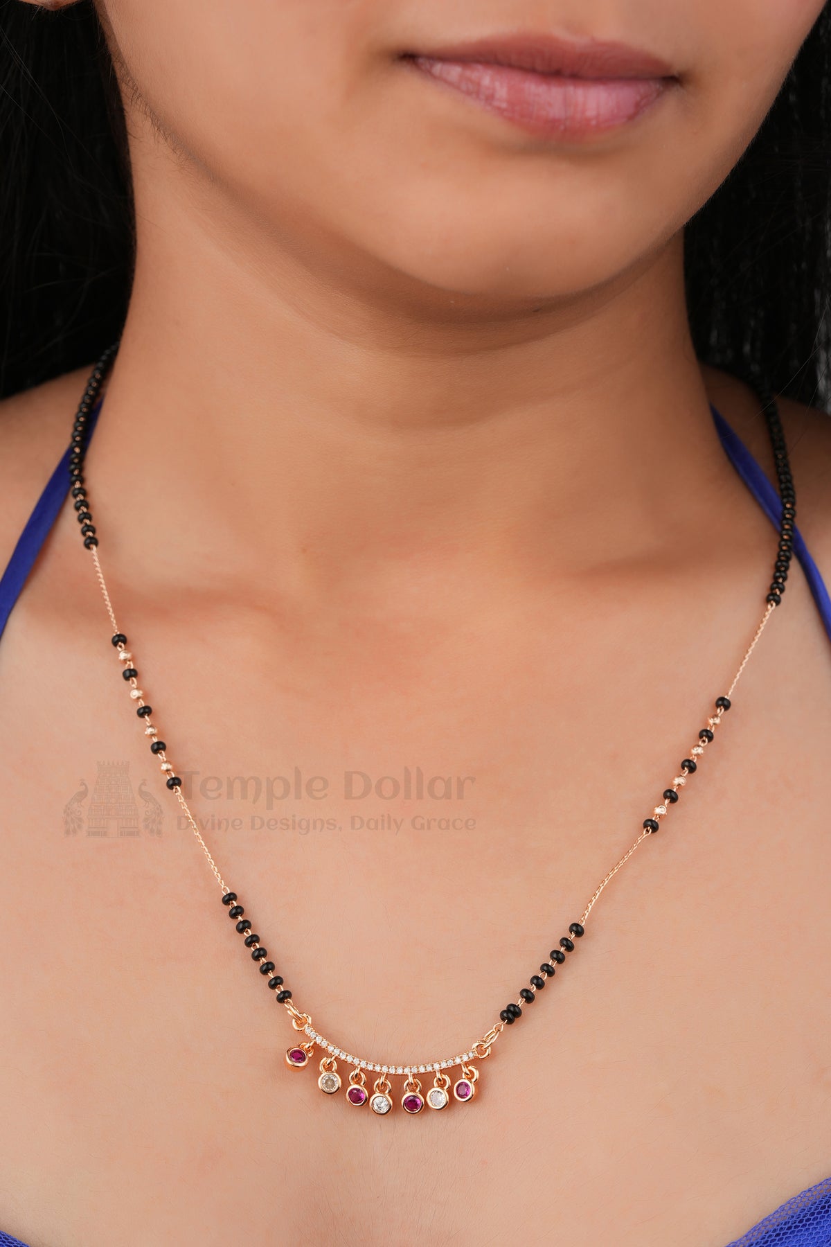 Ruby Charm Drop Mangalsutra - detail view
