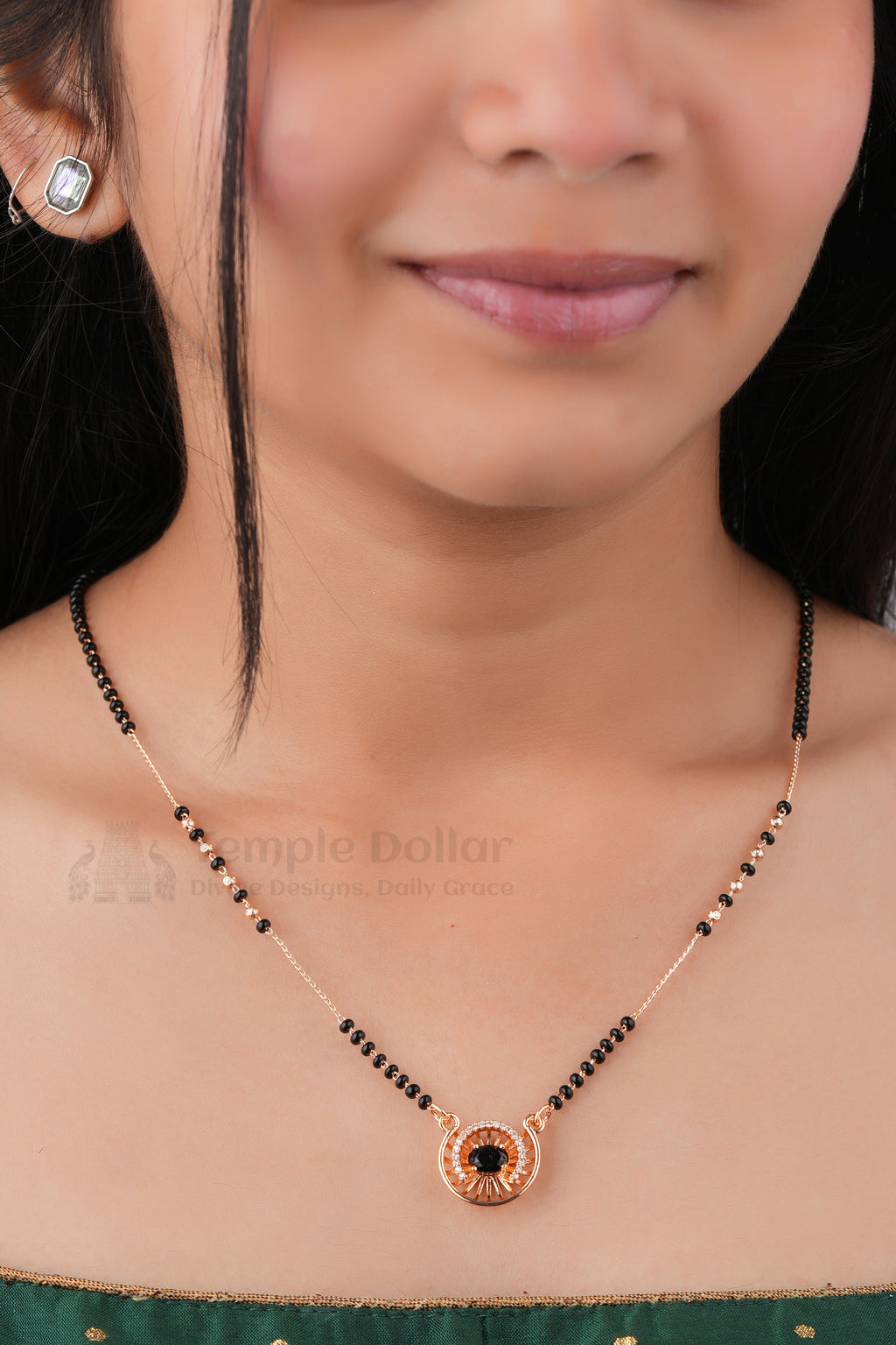 Sapphire Sunburst Pendant Mangalsutra