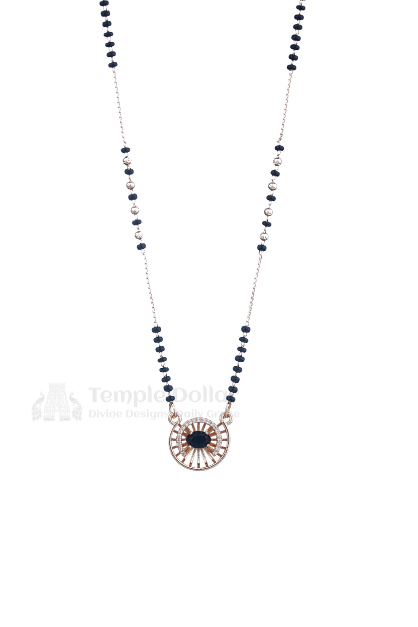 Sapphire Sunburst Pendant Mangalsutra