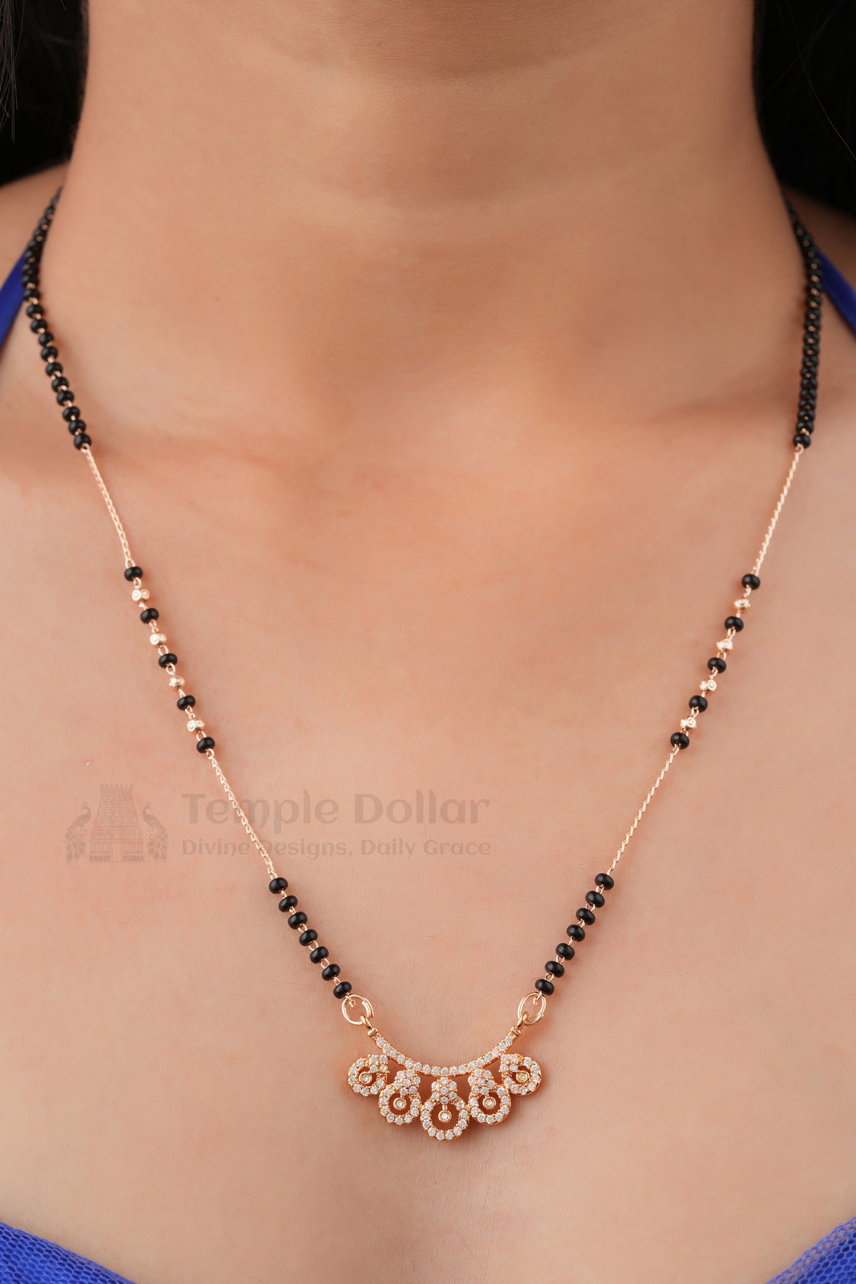 Luxe Cluster Circle Mangalsutra by Temple Dollar - clustered circular CZ charms