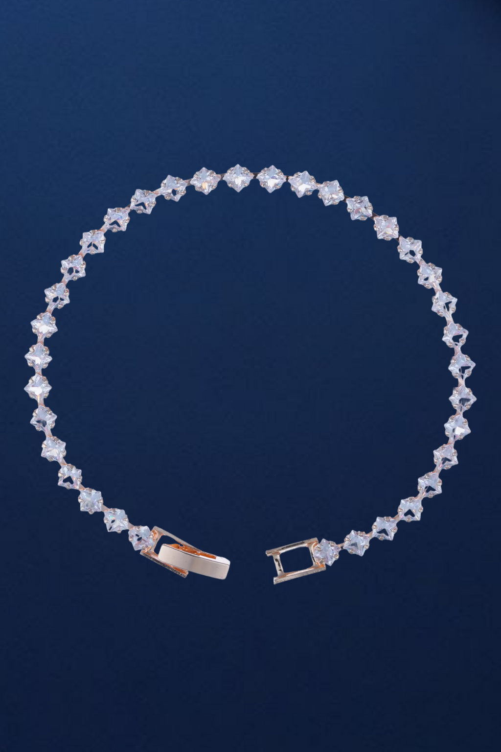Rose Gold Plated Princess Cut (Kite) Tennis Bracelet