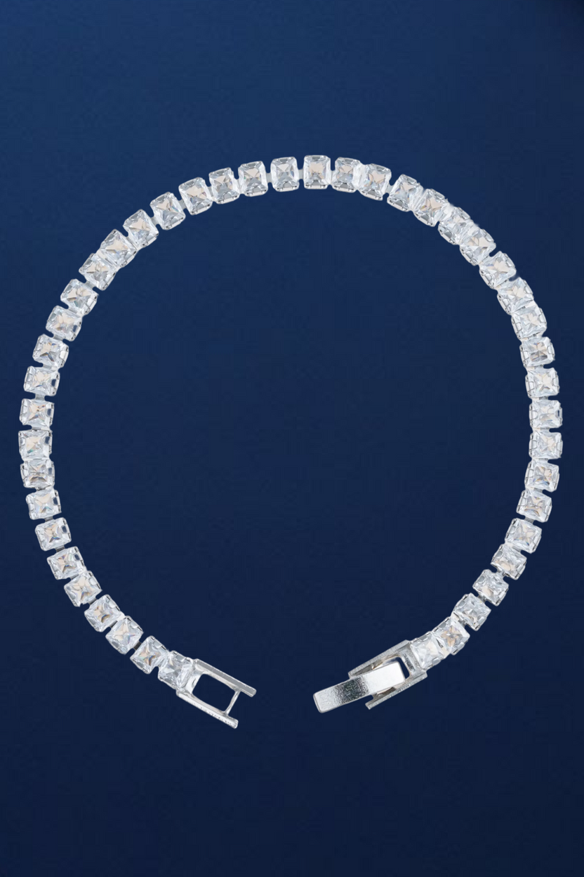 Silver Plated Princess Cut (Kite) Tennis Bracelet